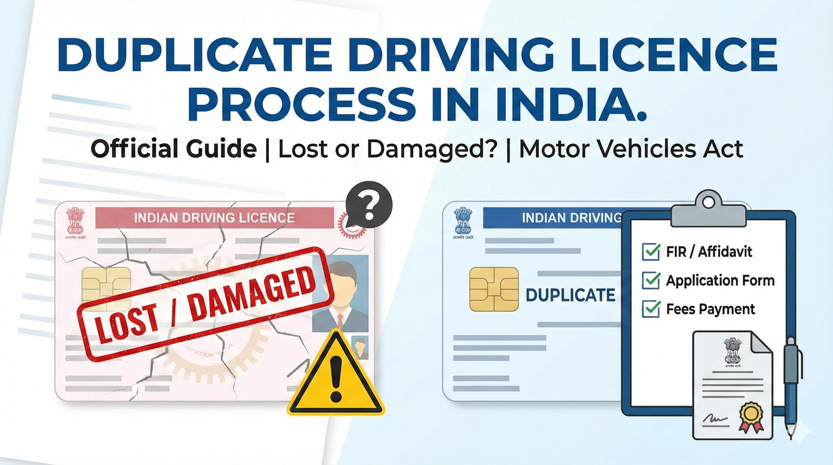Duplicate Driving Licence - Lost, Damaged or Stolen DL Process (India)